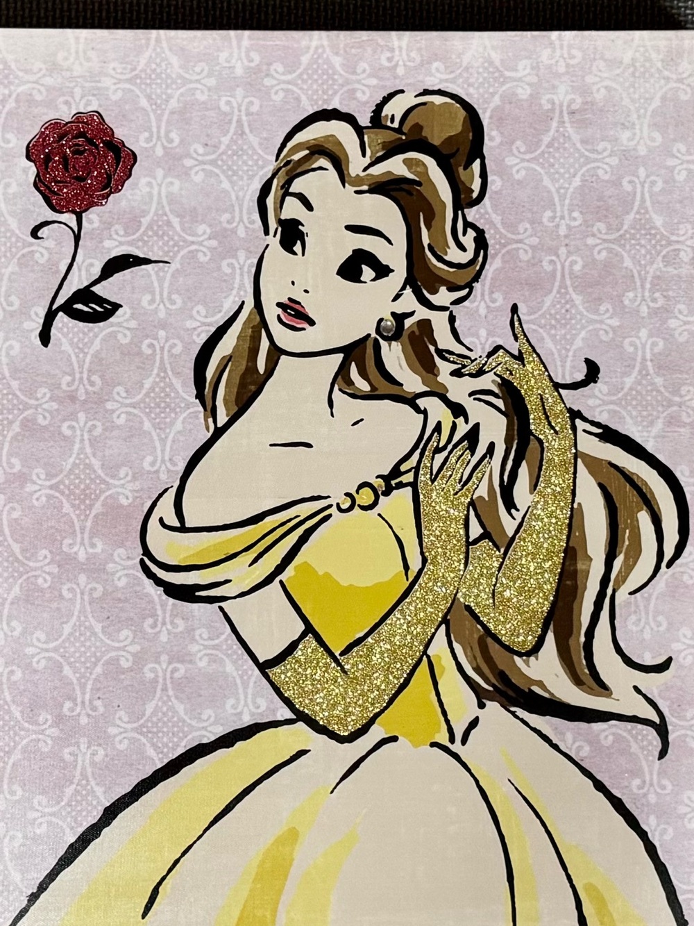 Yellow Princess Glitter Canvas Wall Art